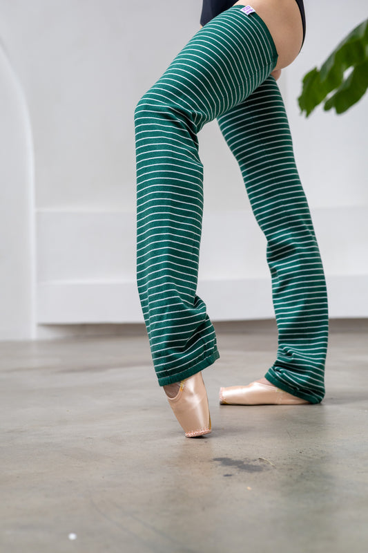 (NEW) Leg Warmers - Striped Moss