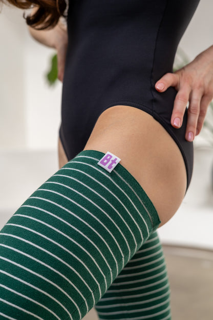 (NEW) Leg Warmers - Striped Moss