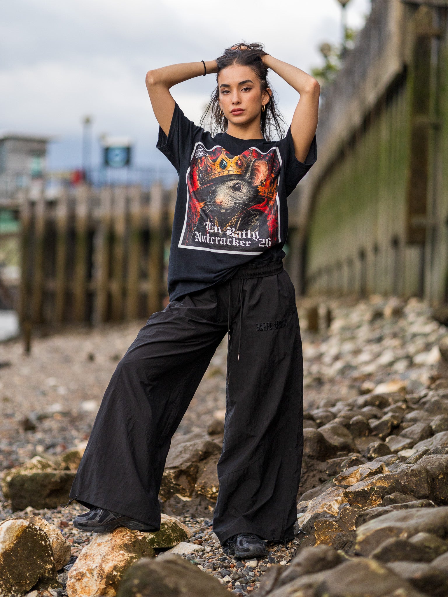 'Lil Ratty Tee in black, shot in London