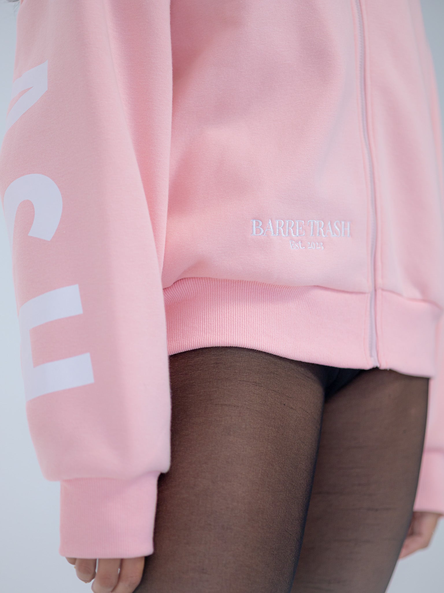 The Oversized Zip-Up in Ballerina Pink by Barre Trash