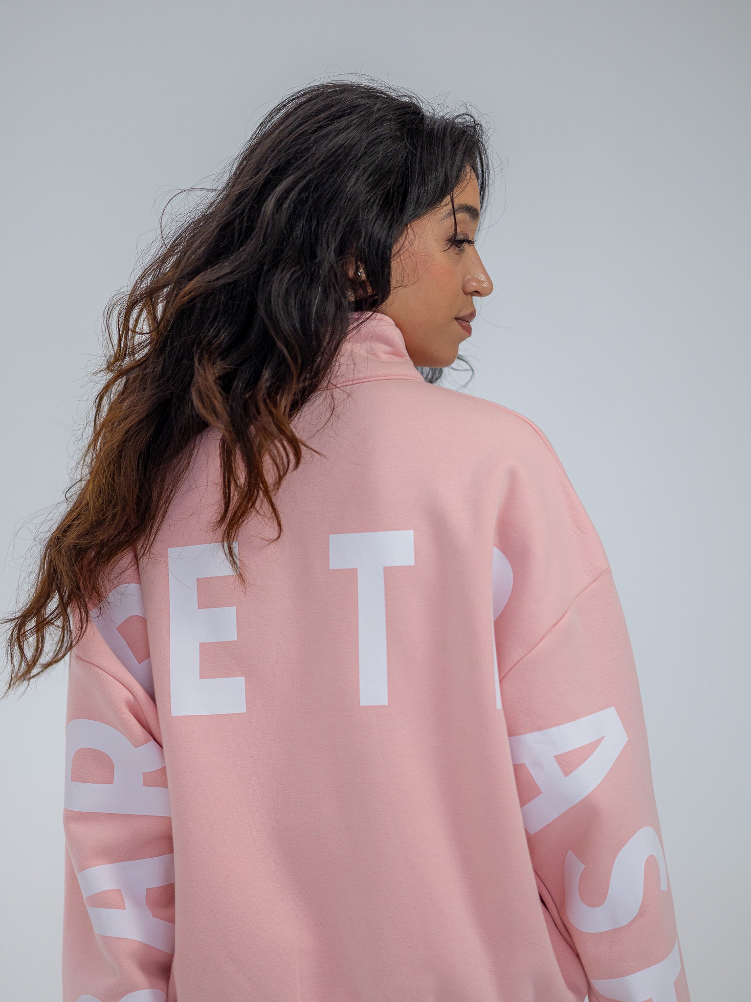 The Oversized Zip-Up in Ballerina Pink by Barre Trash