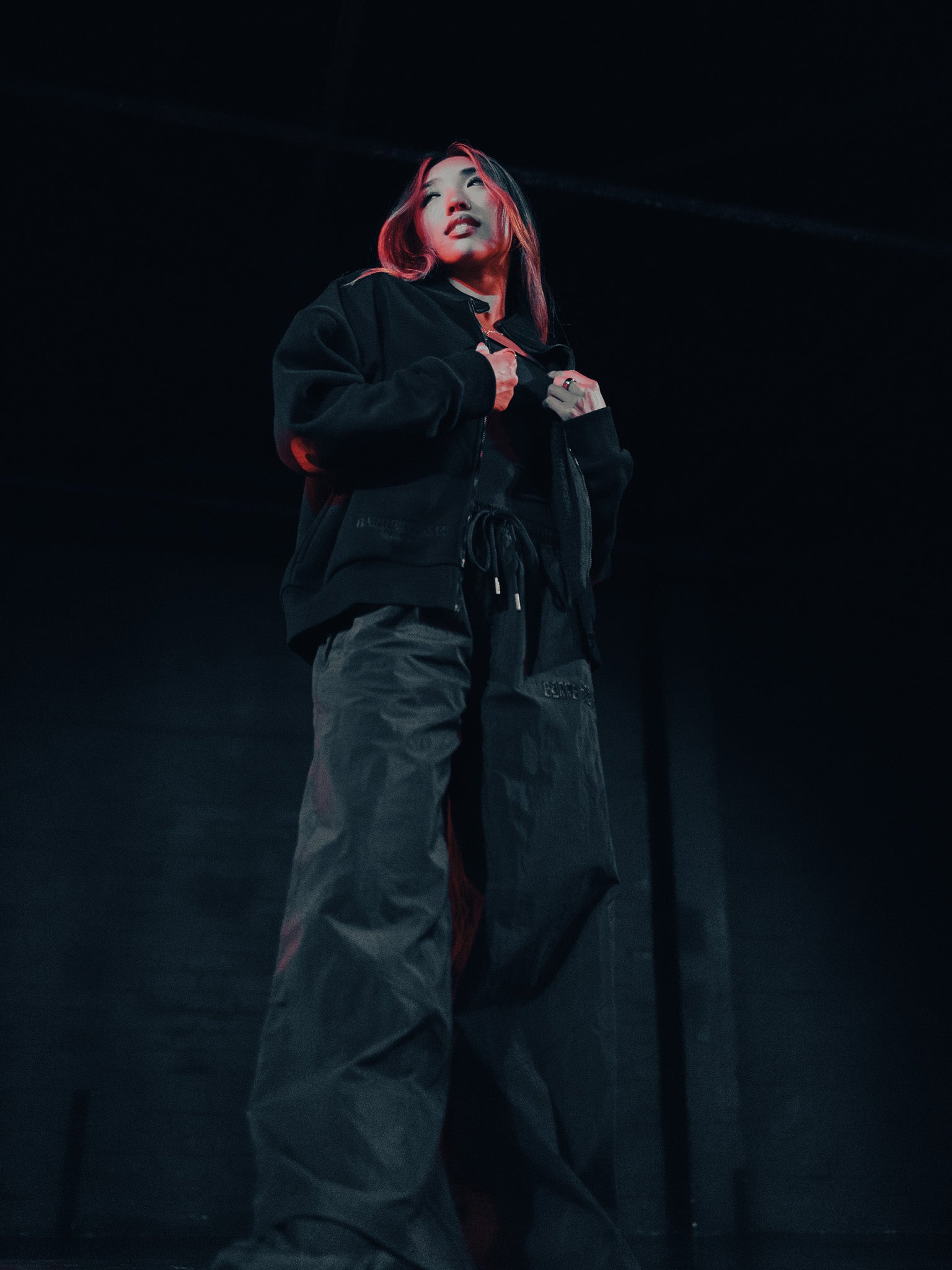 Black Oversized Zip-Up worn by Swanice
