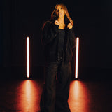Black Oversized Zip-Up worn by Swanice