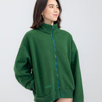 The Oversized Zip-Up in Emerald by Barre Trash