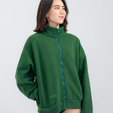The Oversized Zip-Up in Emerald by Barre Trash