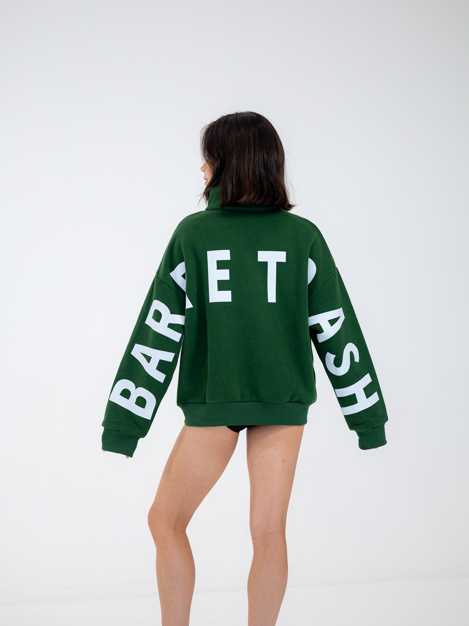 The Oversized Zip-Up in Emerald by Barre Trash