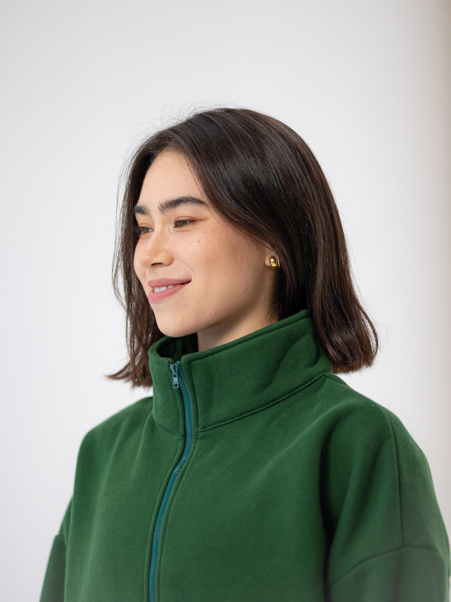 The Oversized Zip-Up in Emerald by Barre Trash