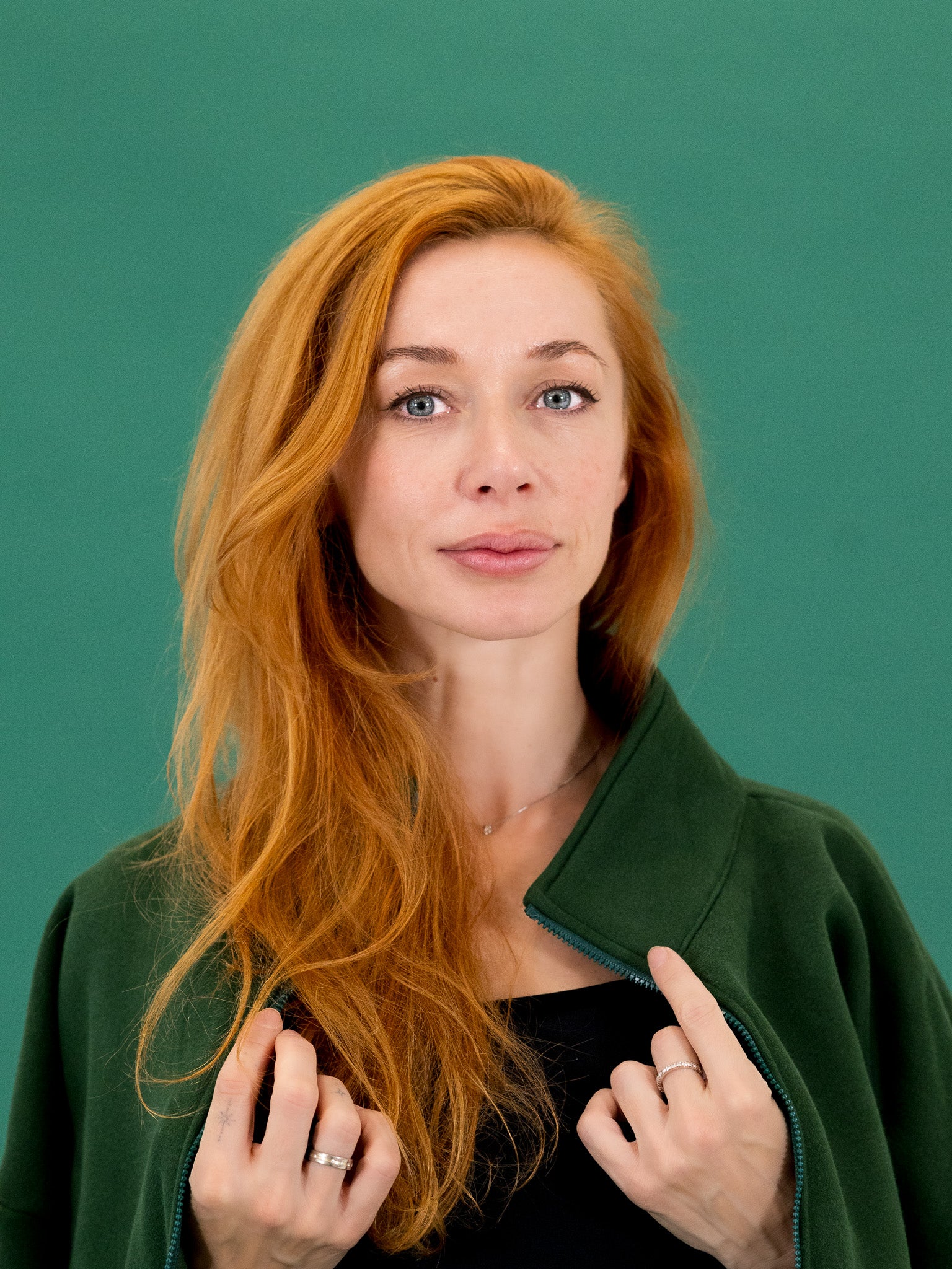 The Oversized Zip-Up in Emerald by Barre Trash