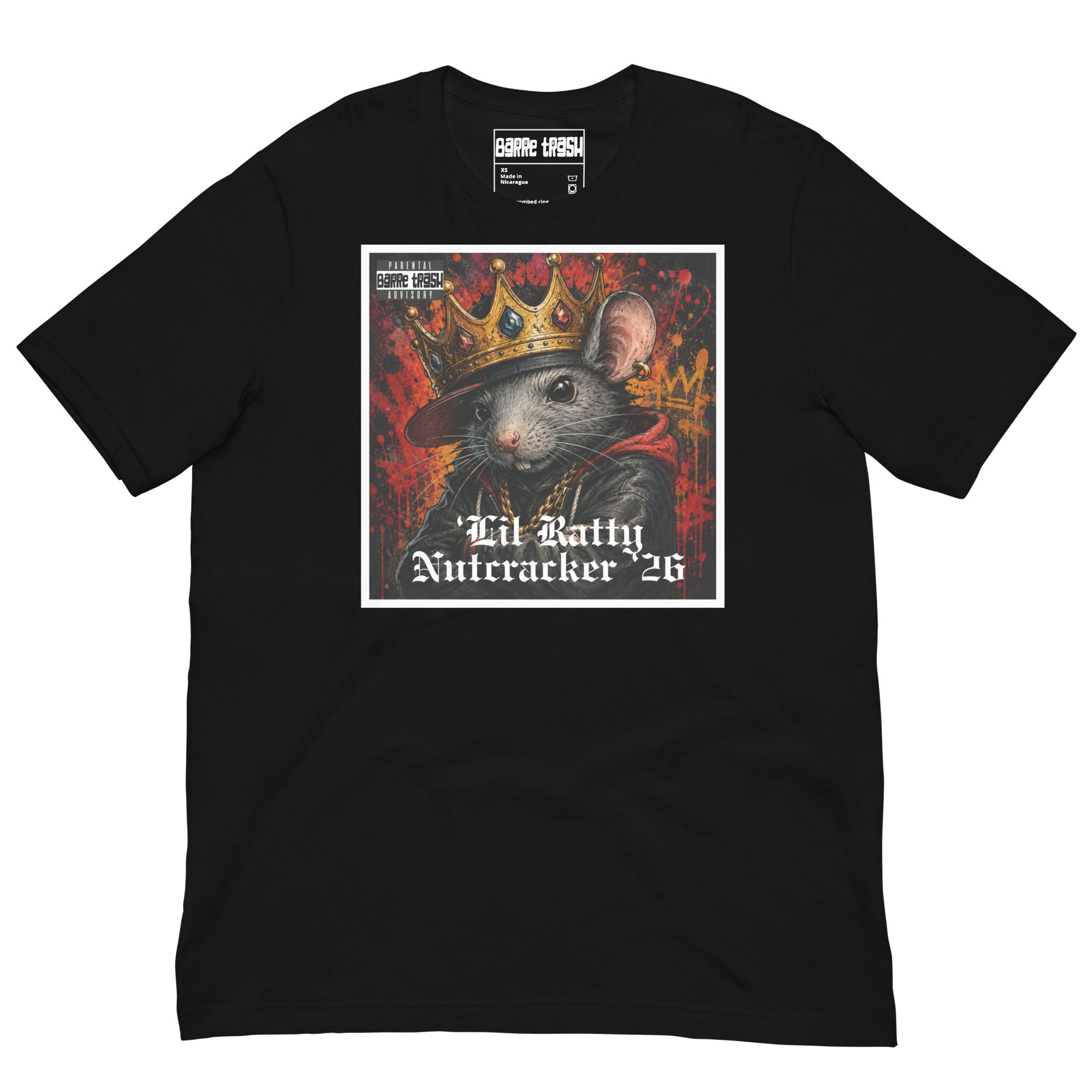 'Lil Ratty Tee, black, flat lay